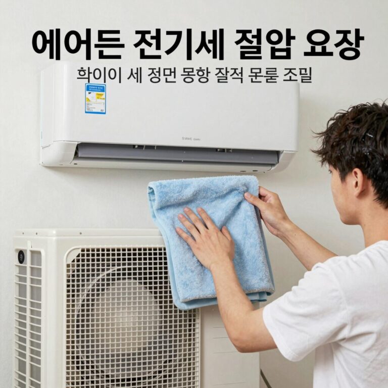 에어컨 전기세 절약 방법 요약 이미지 필터 청소 선풍기 병행 설정 온도 조절