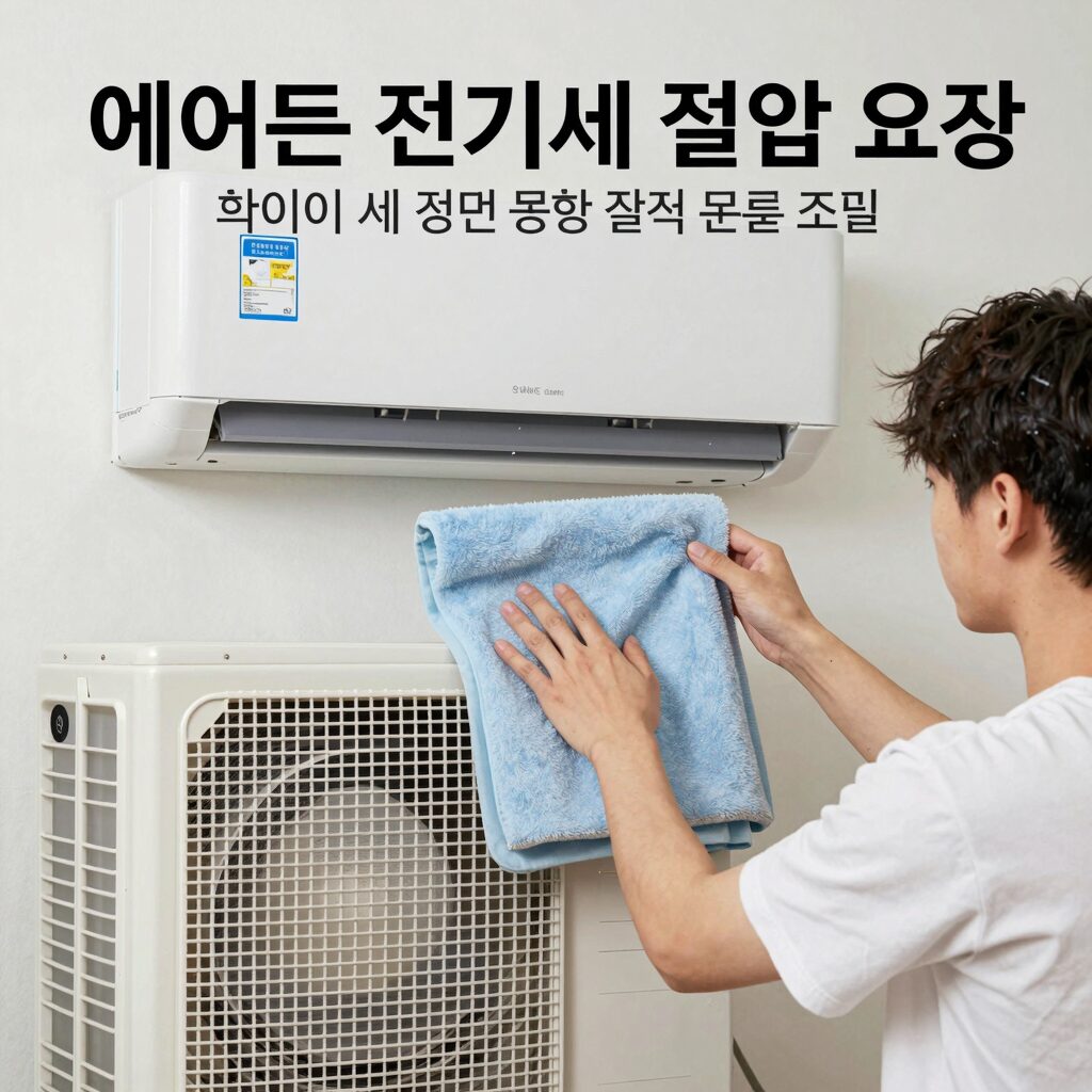 에어컨 전기세 절약 방법 요약 이미지 필터 청소 선풍기 병행 설정 온도 조절