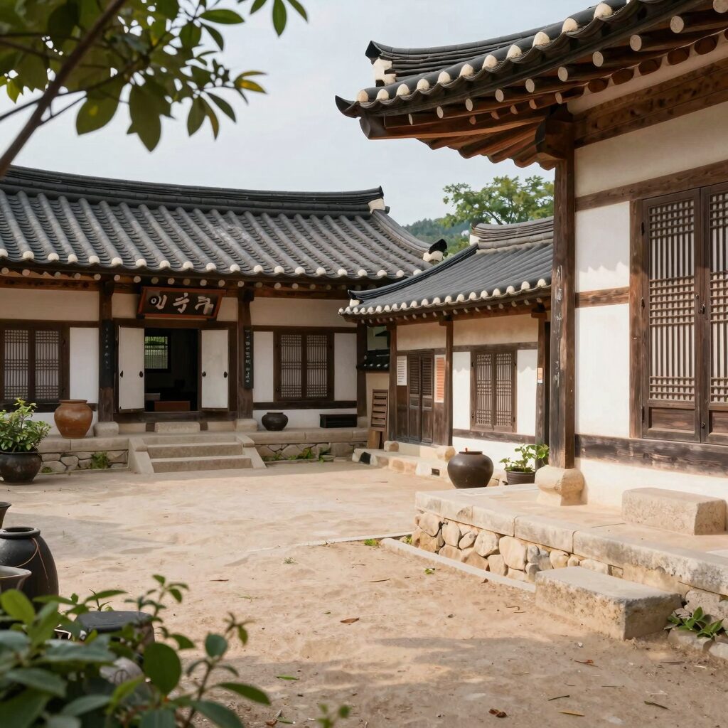 안동 산온 리트릿 한옥 고택 마당 풍경