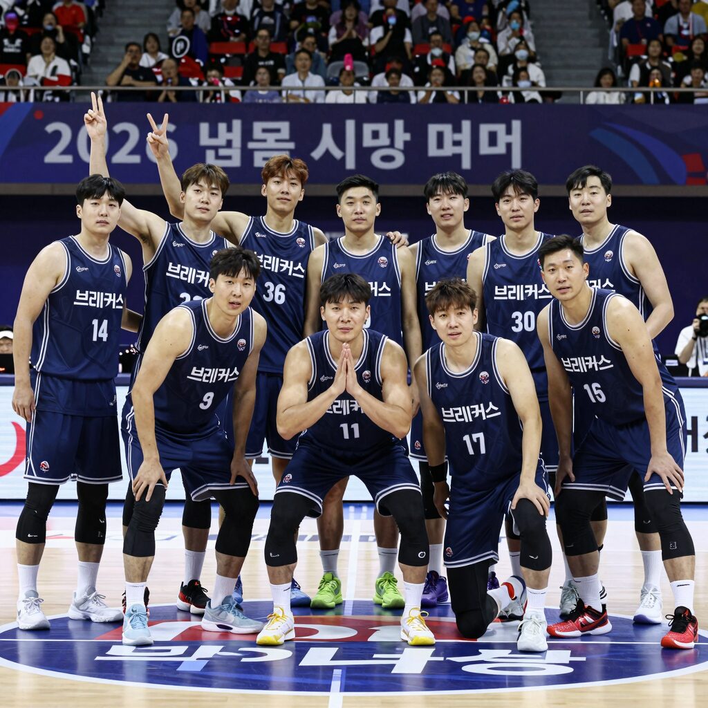 PBA 브레이커스 팀 단체 사진, 2026 시즌 홈 경기 후 포즈