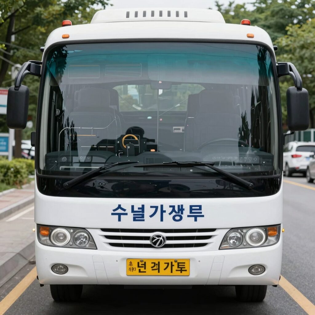 수원에서 가평으로 가는 시외버스 전면 모습