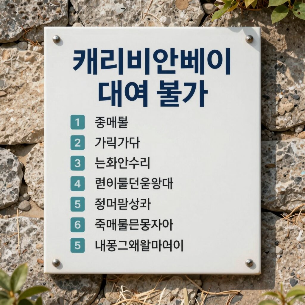 캐리비안베이 수영복 대여 불가 안내문과 준비물 리스트