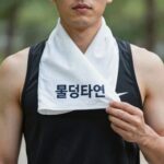 쿨링타올을 목에 두르고 운동하는 사람