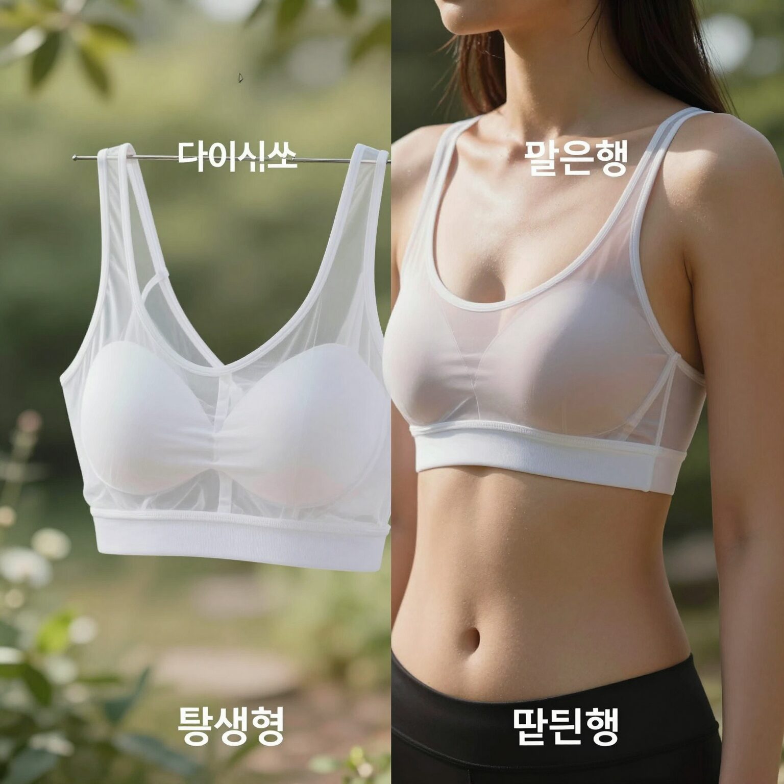 다이소 투명브라끈 일반형과 얇은형 비교 사진