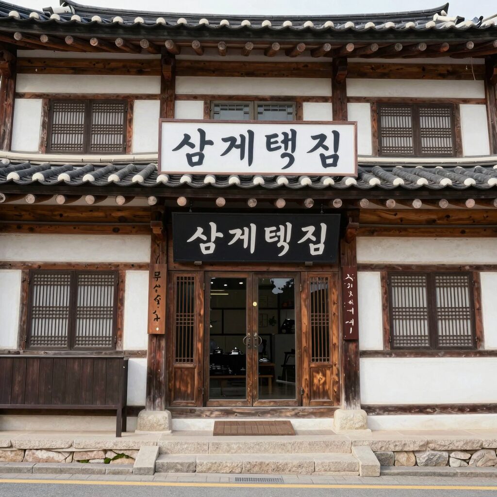 덕천 삼계탕집 외관과 간판, 부산 북구 덕천로에 위치한 오래된 건물
