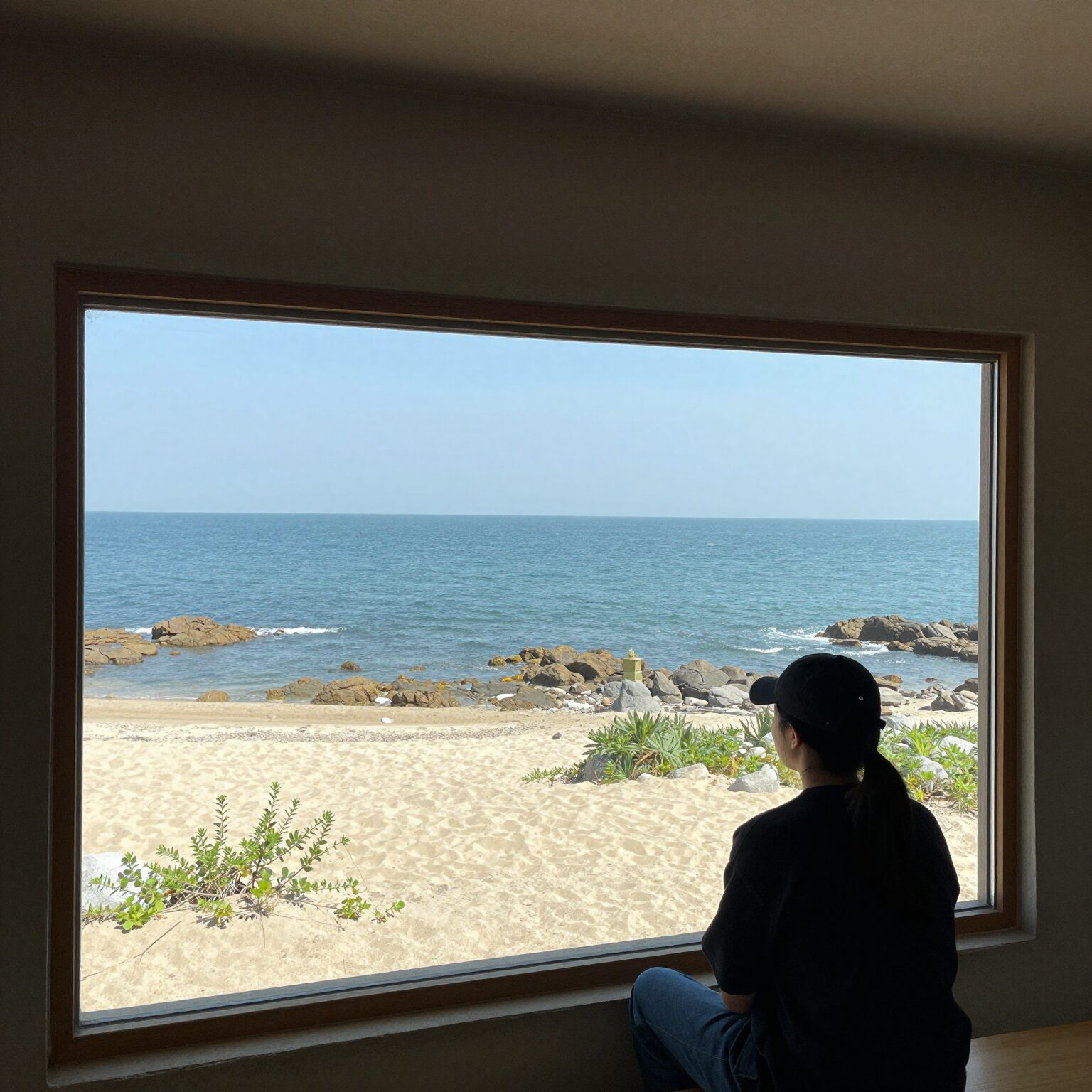그대에게 드림 드라마 촬영지 남해몽돌집1995 내부 통유리창 너머 바다뷰