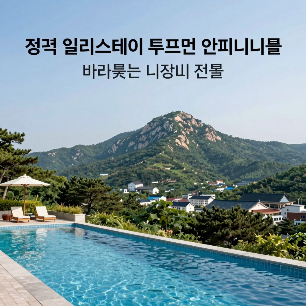 정읍 엘리스테이 루프탑 인피니티풀에서 바라본 내장산 전경, 수영장과 산이 어우러진 풍경