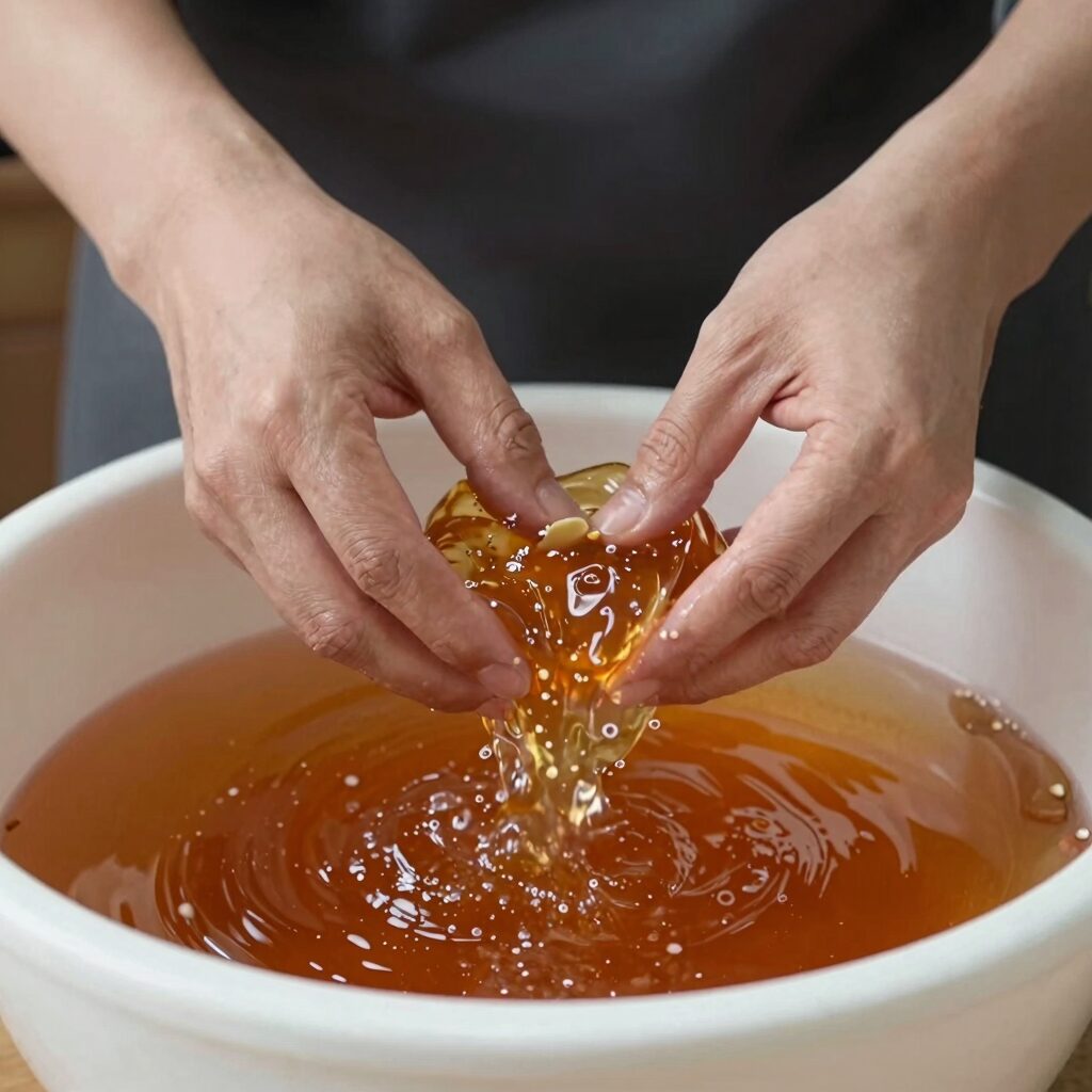생감자즙 갈아 만드는 과정과 완성된 즙의 모습