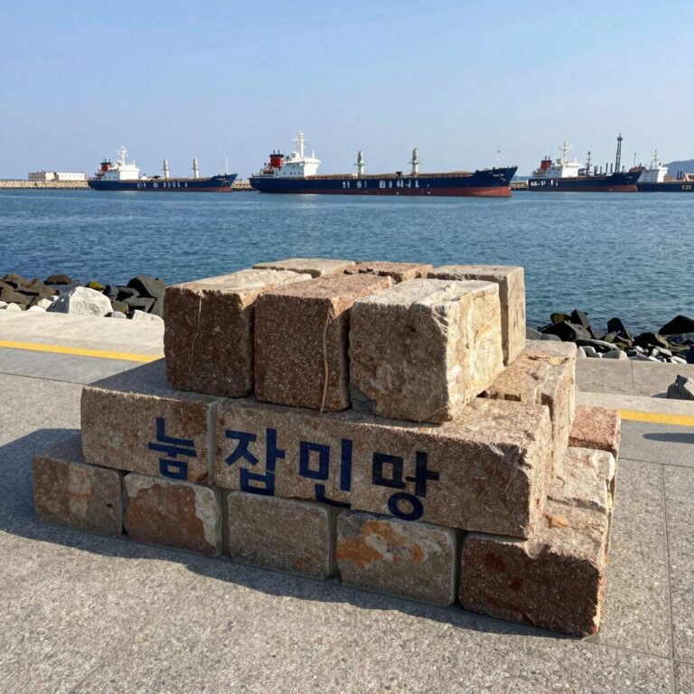 갈남항 끝집민박 통창에서 바라본 동해바다와 항구 풍경