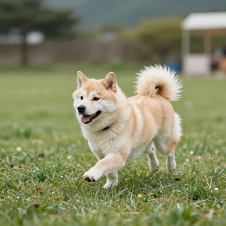 강원도 애견펜션 야외 잔디마당에서 강아지가 뛰어노는 모습
