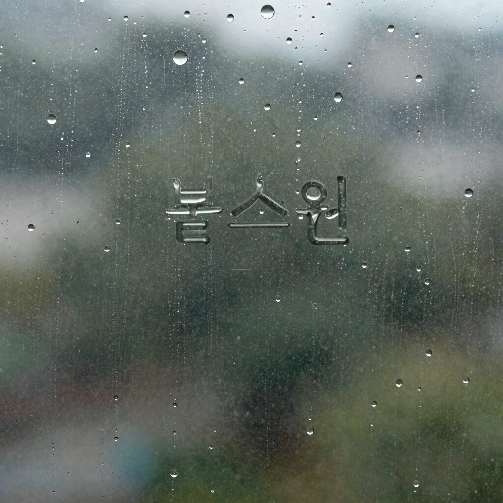 불스원 발수코팅 후 유리 표면에 물방울이 구슬처럼 맺힌 모습