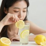 황신혜 아침 레몬수 혈당 관리 비결 황신혜가 레몬수를 마시며 건강을 관리하는 모습. 레몬수의 혈당 안정과 피부 미용 효과를 나타냄