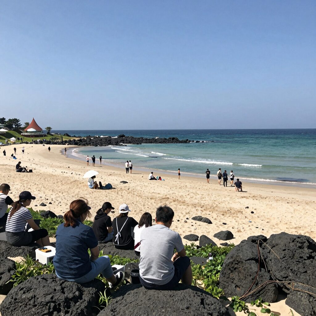 제주 물놀이장 전경과 방문객들이 즐기는 모습