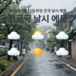 7월 12일 전국 날씨 예보 무더위 비 2026년 7월 12일 일요일 전국 날씨 예보 흐림 무더위 소나기