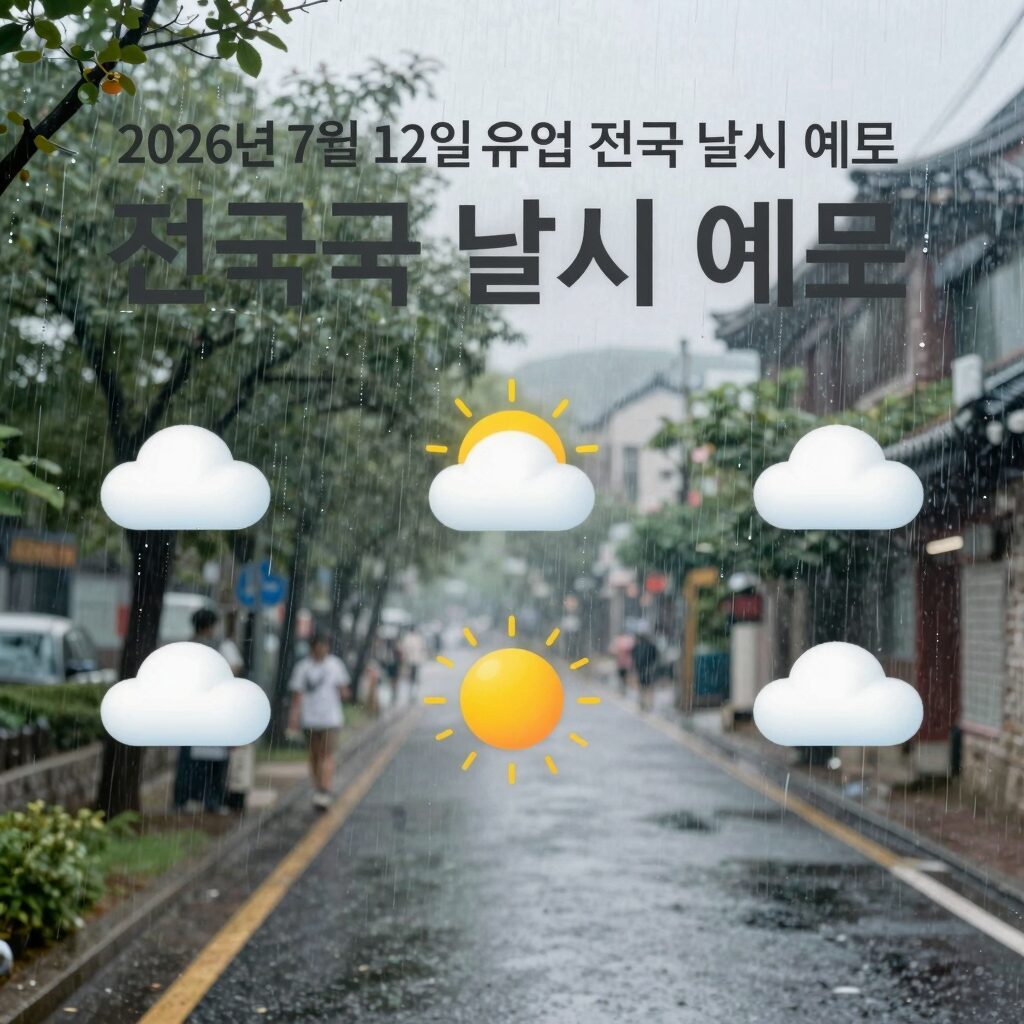 2026년 7월 12일 일요일 전국 날씨 예보 흐림 무더위 소나기