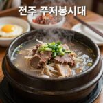 전주 꾸지뽕시대 꾸지뽕삼계탕 뚝배기에 담긴 모습