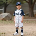 MLB 키즈 래쉬가드 세트 스트릿 디자인 착용 모습