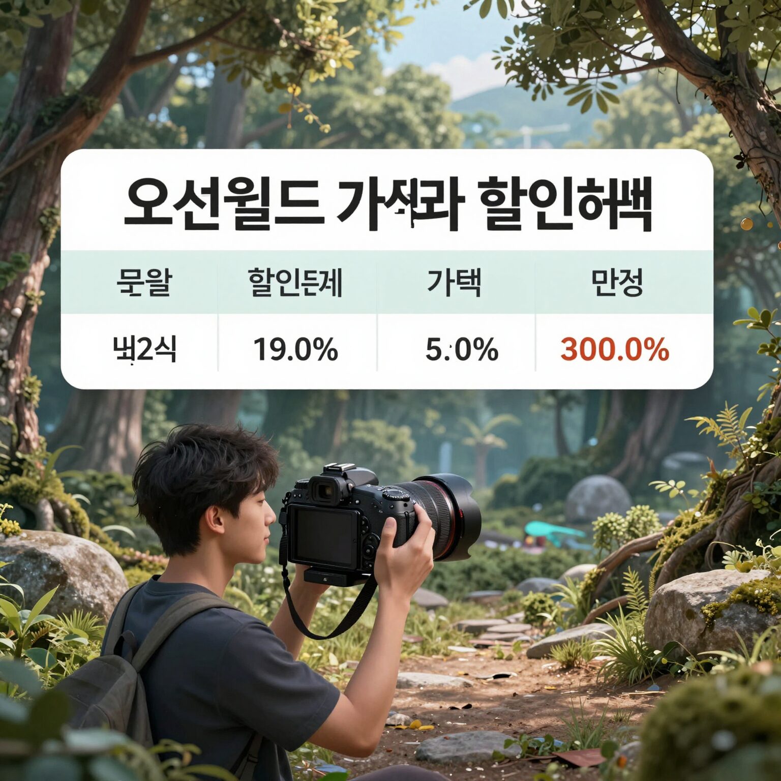 오션월드 입장권 가격과 할인혜택을 표로 정리한 이미지
