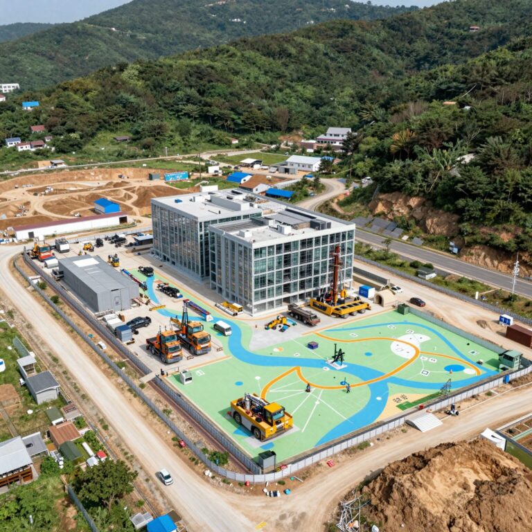 포항 오천 광명산단 글로벌 AI 데이터센터 조감도 건설 현장 착공 준비 모습