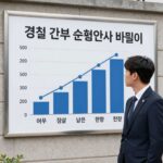 경찰 간부 순환인사 비율이 검찰보다 낮은 현황을 보여주는 그래프