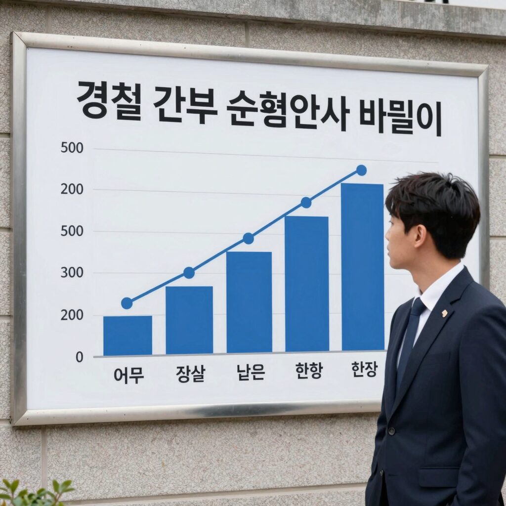 경찰 간부 순환인사 비율이 검찰보다 낮은 현황을 보여주는 그래프