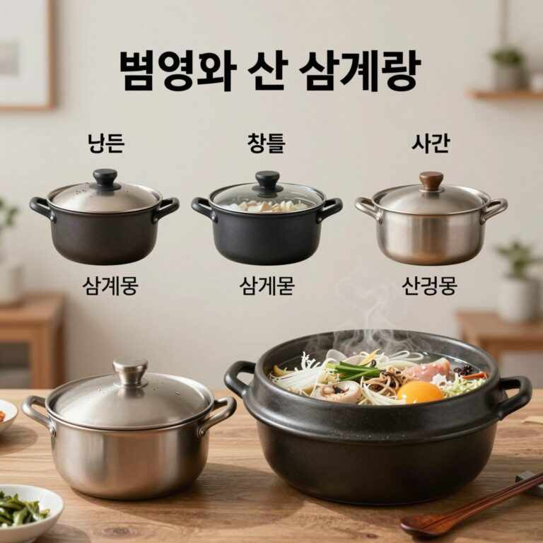 냄비와 압력솥 삼계탕 끓이는 시간 비교 차트
