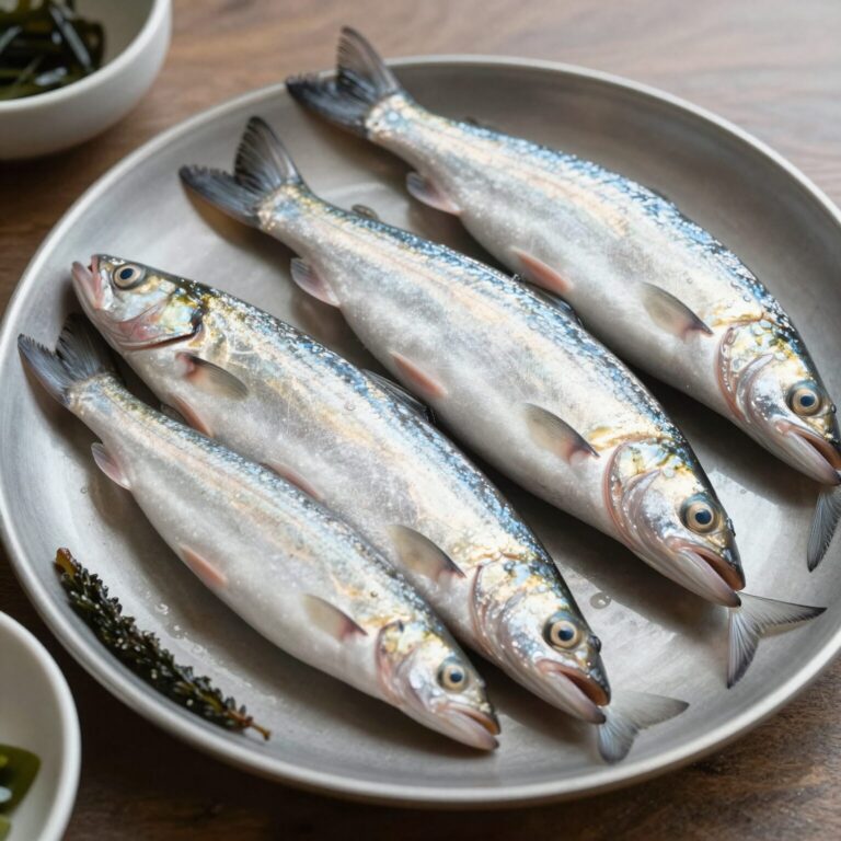 여름 제철 생선 민어 농어 병어 부시리 회 접시와 함께한 식탁