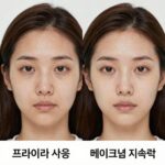 여름 메이크업 오래 유지하는 법 프라이머 사용 전후 메이크업 지속력 비교 사진