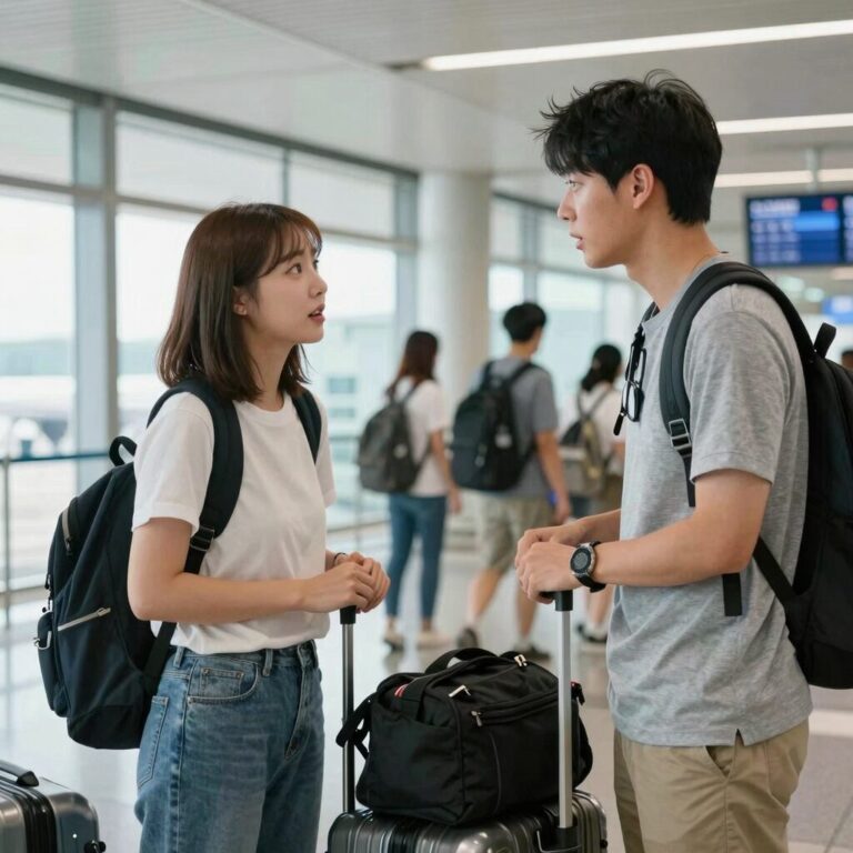 여름 휴가 영어로 공항 수하물 분실 상황에서 대화하는 여행객
