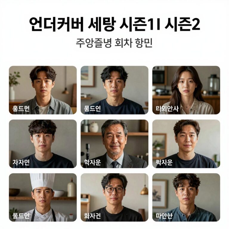 언더커버 셰프 시즌1과 시즌2의 주요 출연진과 회차 정보가 담긴 표지 이미지