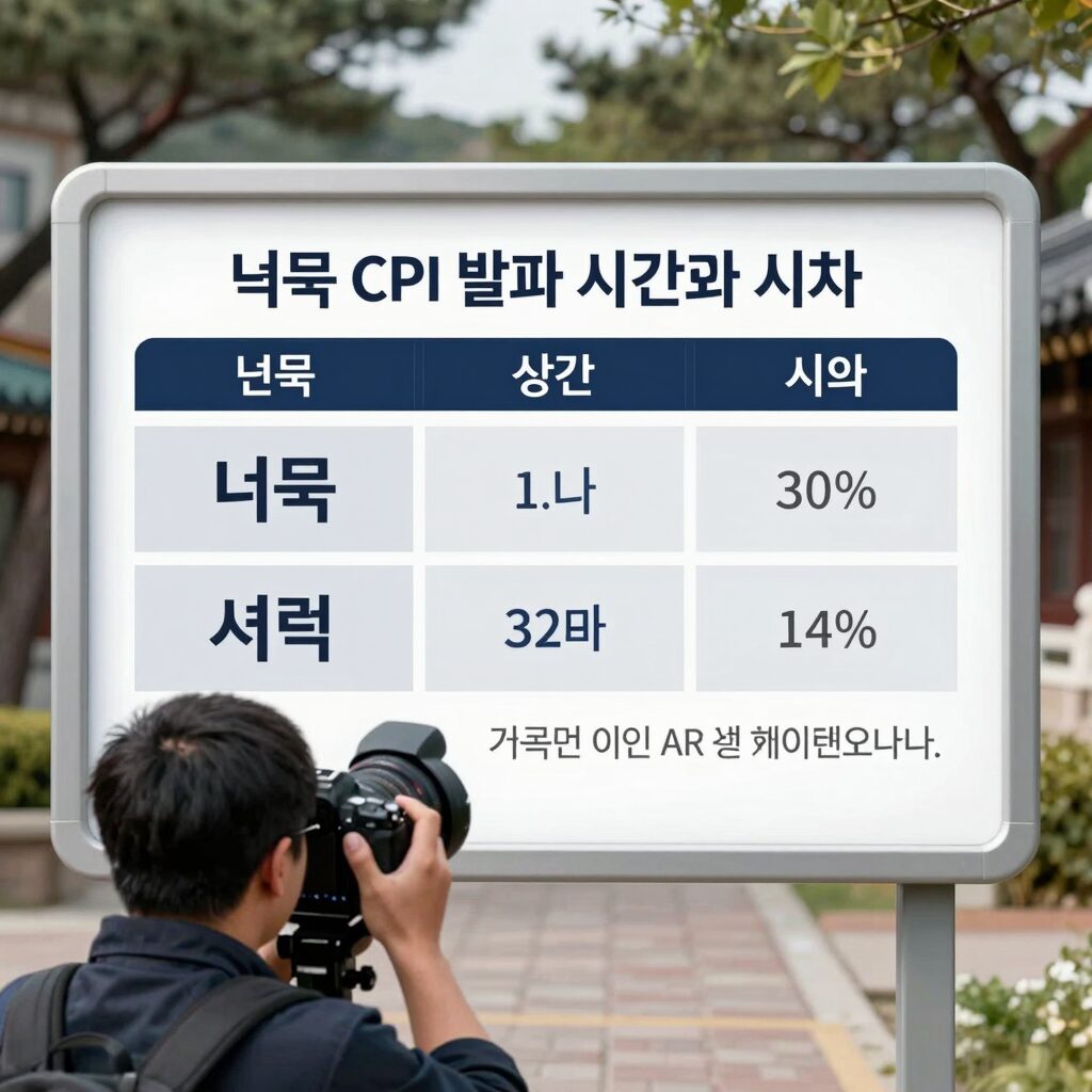 미국 CPI 발표 시간과 시차를 설명한 표 이미지