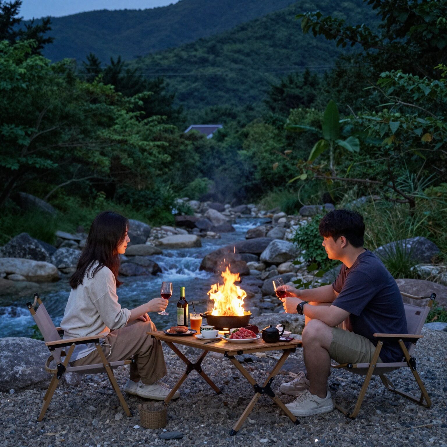 전라도 계곡 펜션 여름 밤 바비큐와 별빛 풍경