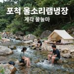 포천 물소리캠핑장 당일치기 계곡 후기 포천 물소리캠핑장 계곡 물놀이 모습, 맑은 물과 평상 시설
