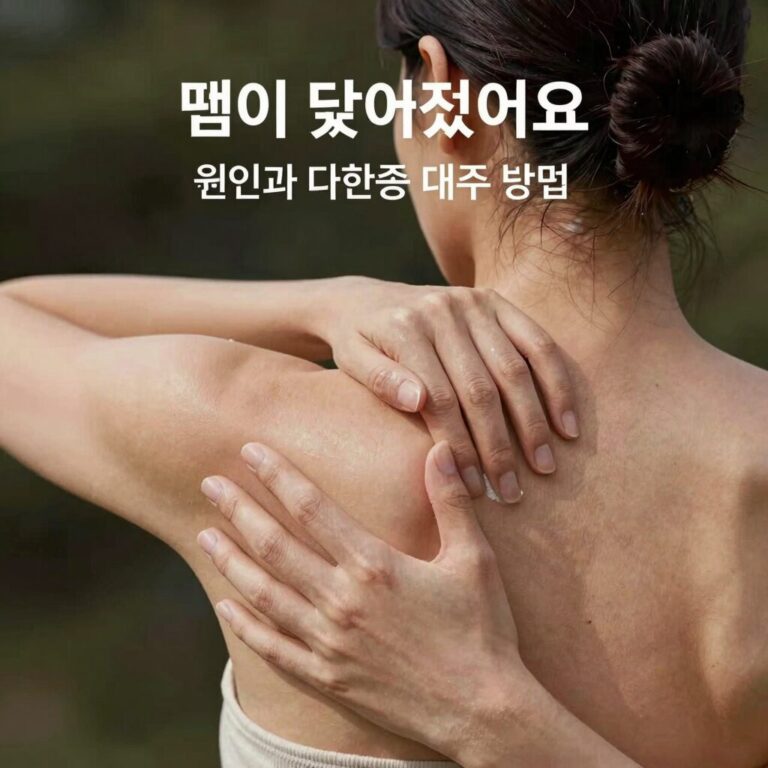 땀이 많아졌어요 원인과 다한증 대처 방법을 설명하는 이미지