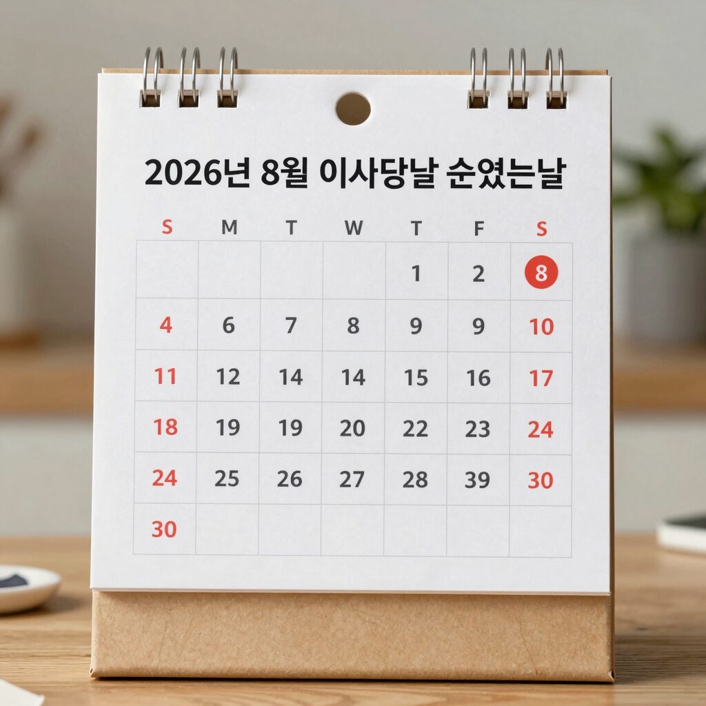 2026년 8월 이삿날 손없는날 달력과 이사 준비