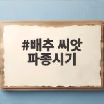 배추 씨앗 파종시기