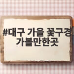 대구 가을 꽃구경 가볼만한곳 세 곳 소개합니다 대구 가을 꽃구경 가볼만한곳