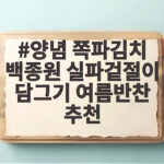 양념 쪽파김치 백종원 실파겉절이 담그기 여름반찬 추천 아삭한 비결 양념 쪽파김치 백종원 실파겉절이 담그기 여름반찬 추천