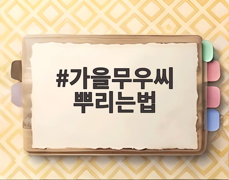 가을무우씨 뿌리는법
