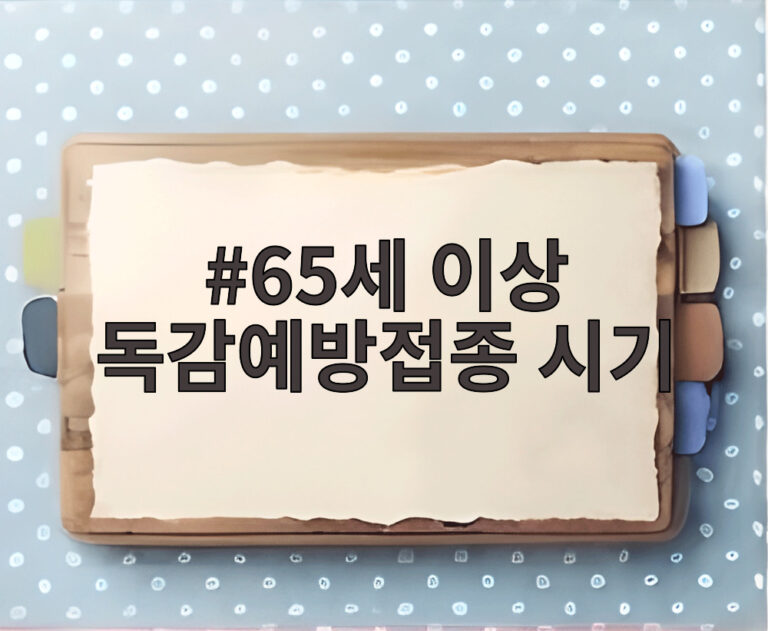 65세 이상 독감예방접종 시기